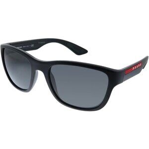 Prada Linea Rossa PS 01US DG05S0 Black Plastic Square Sunglasses Grey Lens